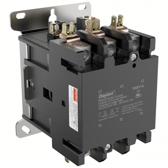3-pole AC contactor unit, 75A, 208–240V, one-direction