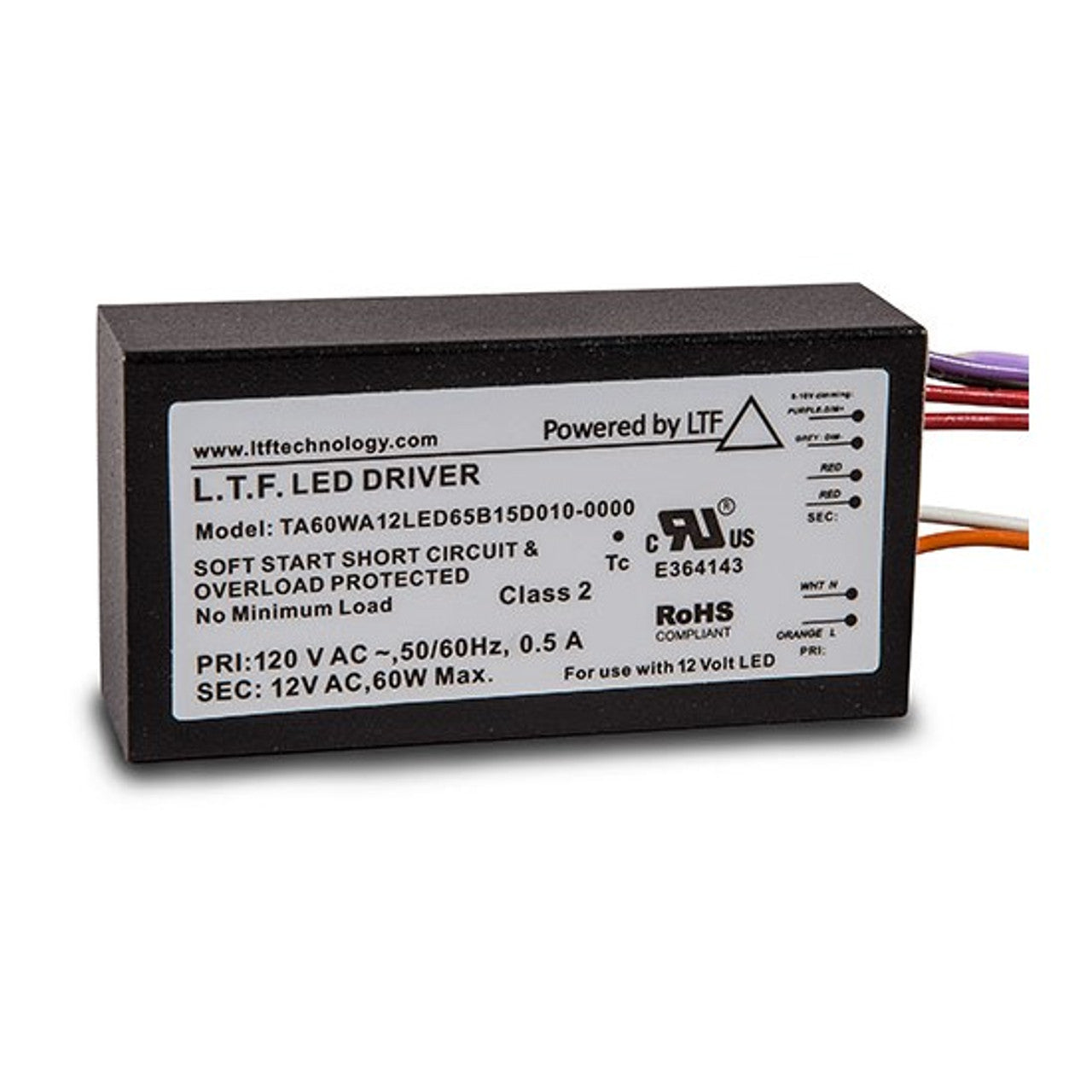 60W dimmable electronic driver for low-voltage lamps, 12V output, supports no-load use